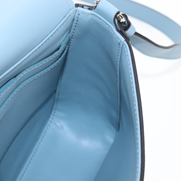 Salvatore Ferragamo Gancini Shoulder Bag Leather Light Blue Gold Auth 207289V