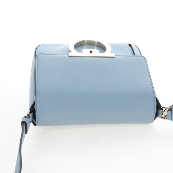 Salvatore Ferragamo Gancini Shoulder Bag Leather Light Blue Gold Auth 207289V