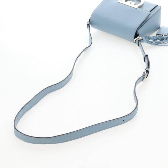 Salvatore Ferragamo Gancini Shoulder Bag Leather Light Blue Gold Auth 207289V