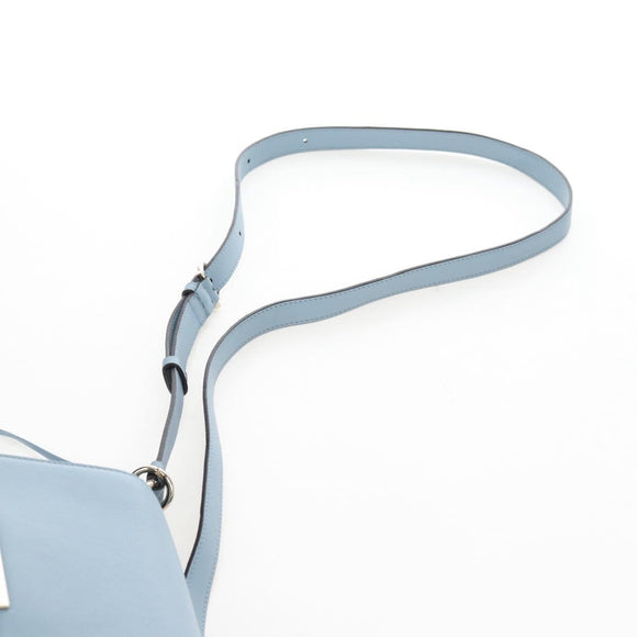 Salvatore Ferragamo Gancini Shoulder Bag Leather Light Blue Gold Auth 207289V