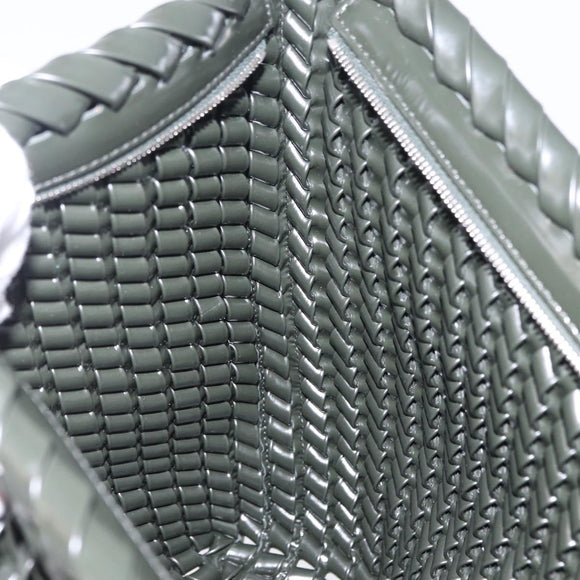 Bottega Veneta INTRECCIATO Clutch Bag Leather Dark Brown Silver Auth 207291M