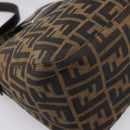 FENDI Zucca Canvas Mamma Baguette Shoulder Bag Black Silver Auth 207292V-14