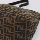 FENDI Zucca Canvas Mamma Baguette Shoulder Bag Black Silver Auth 207292V-15
