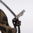 FENDI Zucca Canvas Mamma Baguette Shoulder Bag Black Silver Auth 207292V-17