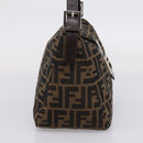 FENDI Zucca Canvas Mamma Baguette Shoulder Bag Black Silver Auth 207292V-3