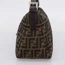 FENDI Zucca Canvas Mamma Baguette Shoulder Bag Black Silver Auth 207292V-4