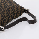 FENDI Zucca Canvas Mamma Baguette Shoulder Bag Black Silver Auth 207292V-6