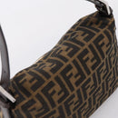 FENDI Zucca Canvas Mamma Baguette Shoulder Bag Black Silver Auth 207292V-8