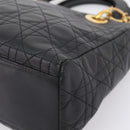 Christian Dior Lady Dior Canage Hand Bag Lamb Skin Black Gold Tone Auth 207293V-14
