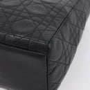 Christian Dior Lady Dior Canage Hand Bag Lamb Skin Black Gold Tone Auth 207293V-16