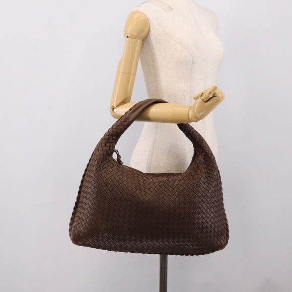 Bottega Veneta INTRECCIATO Hobo Shoulder Bag Leather Brown 115654 Auth 207295V