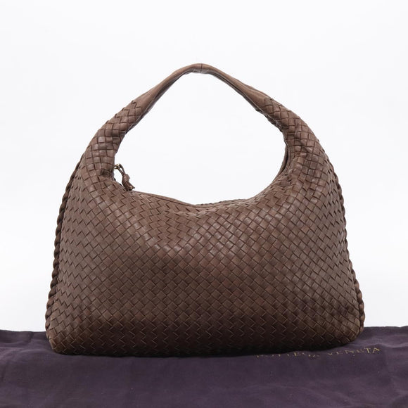 Bottega Veneta INTRECCIATO Hobo Shoulder Bag Leather Brown 115654 Auth 207295V