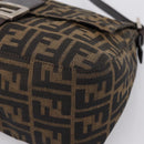 FENDI Zucca Canvas Mamma Baguette Shoulder Bag Brown Silver Auth 207296A-10