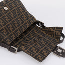 FENDI Zucca Canvas Mamma Baguette Shoulder Bag Brown Silver Auth 207296A-16