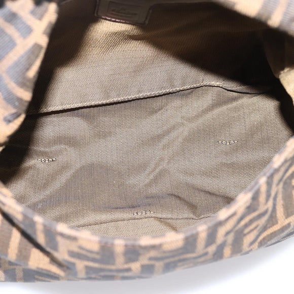 FENDI Zucca Canvas Mamma Baguette Shoulder Bag Brown Silver Auth 207296A