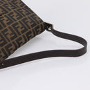FENDI Zucca Canvas Mamma Baguette Shoulder Bag Brown Silver Auth 207296A-7