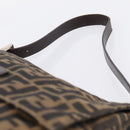 FENDI Zucca Canvas Mamma Baguette Shoulder Bag Brown Silver Auth 207296A-8