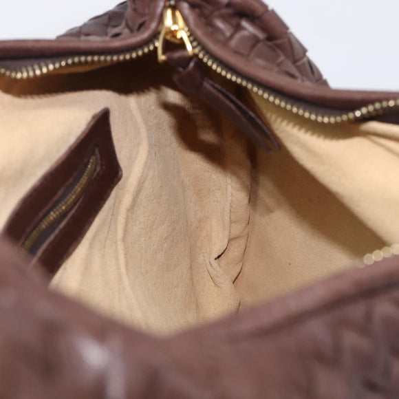 Bottega Veneta INTRECCIATO Hobo Shoulder Bag Leather Brown 115653 Auth 207297V
