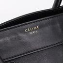 CELINE Luggage Micro Shopper Hand Bag Leather Black Gold Tone Auth 207298V-17
