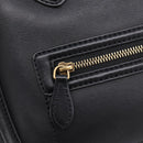 CELINE Luggage Micro Shopper Hand Bag Leather Black Gold Tone Auth 207298V-18