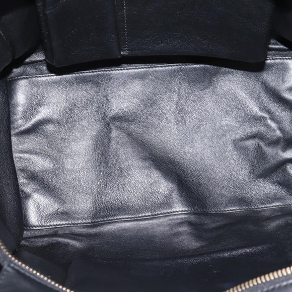 CELINE Luggage Micro Shopper Hand Bag Leather Black Gold Tone Auth 207298V