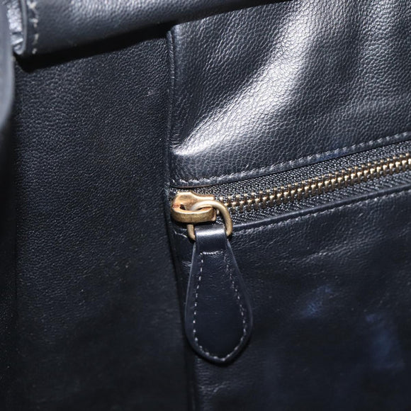 CELINE Luggage Micro Shopper Hand Bag Leather Black Gold Tone Auth 207298V