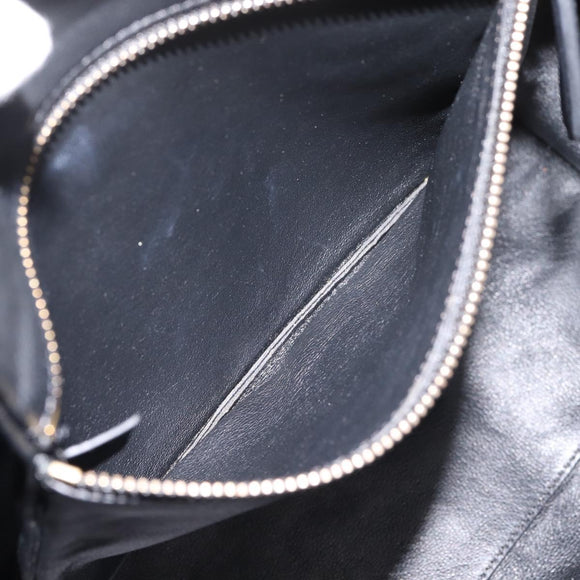 CELINE Luggage Micro Shopper Hand Bag Leather Black Gold Tone Auth 207298V