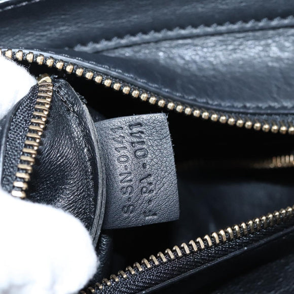 CELINE Luggage Micro Shopper Hand Bag Leather Black Gold Tone Auth 207298V