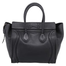 CELINE Luggage Micro Shopper Hand Bag Leather Black Gold Tone Auth 207298V-2