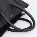 CELINE Luggage Micro Shopper Hand Bag Leather Black Gold Tone Auth 207298V-7