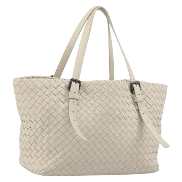 Bottega Veneta INTRECCIATO Hand Bag Leather Ivory Auth 207300A