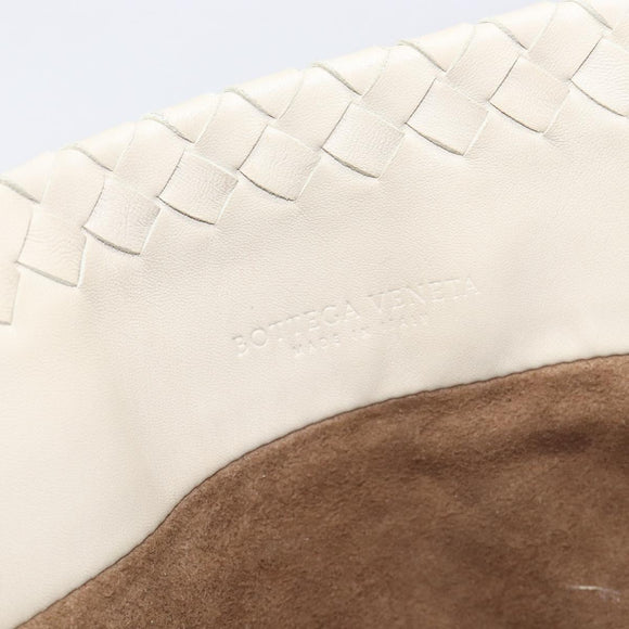 Bottega Veneta INTRECCIATO Hand Bag Leather Ivory Auth 207300A
