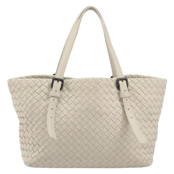 Bottega Veneta INTRECCIATO Hand Bag Leather Ivory Auth 207300A