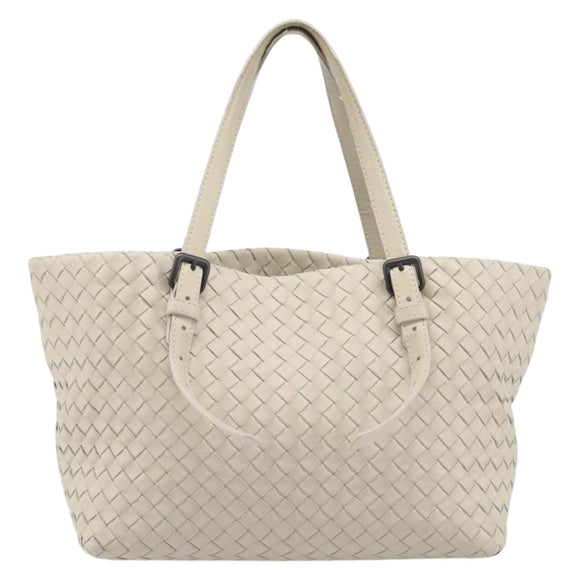 Bottega Veneta INTRECCIATO Hand Bag Leather Ivory Auth 207300A