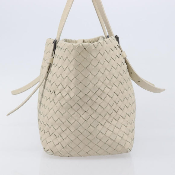 Bottega Veneta INTRECCIATO Hand Bag Leather Ivory Auth 207300A