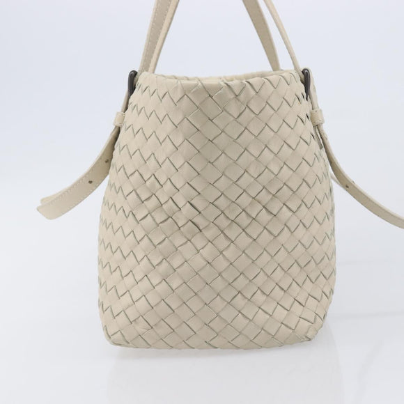 Bottega Veneta INTRECCIATO Hand Bag Leather Ivory Auth 207300A