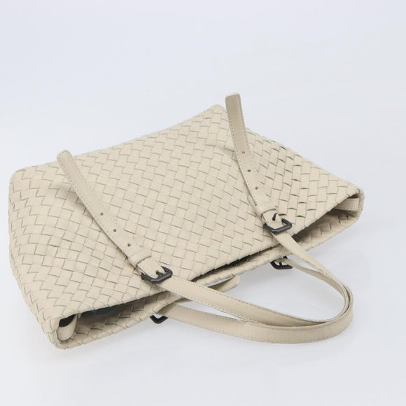 Bottega Veneta INTRECCIATO Hand Bag Leather Ivory Auth 207300A