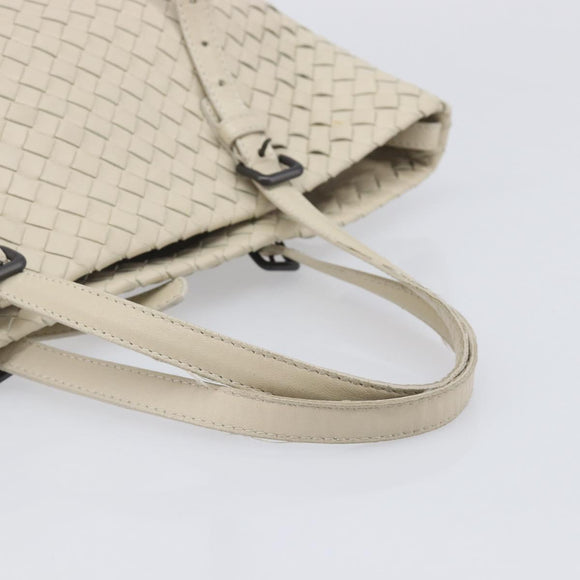 Bottega Veneta INTRECCIATO Hand Bag Leather Ivory Auth 207300A