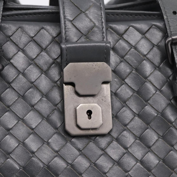 Bottega Veneta INTRECCIATO Hand Bag Leather Gray Auth 207303V