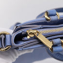 Salvatore Ferragamo Vala Hand Bag Leather 2way Blue Gold Tone Auth 207304-18