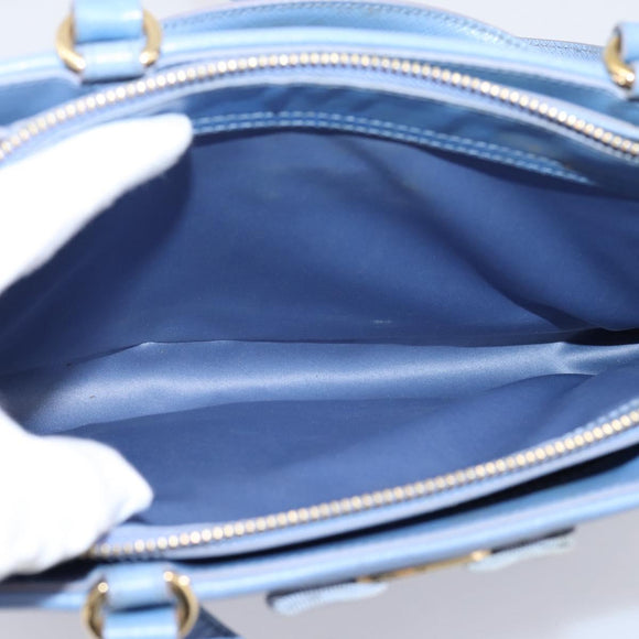 Salvatore Ferragamo Vala Hand Bag Leather 2way Blue Gold Tone Auth 207304