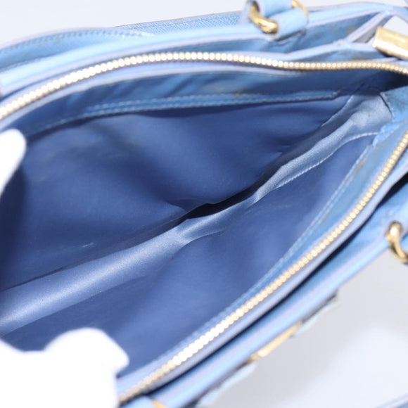 Salvatore Ferragamo Vala Hand Bag Leather 2way Blue Gold Tone Auth 207304