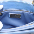 Salvatore Ferragamo Vala Hand Bag Leather 2way Blue Gold Tone Auth 207304-23