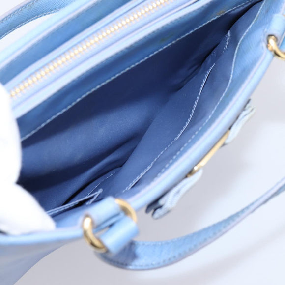 Salvatore Ferragamo Vala Hand Bag Leather 2way Blue Gold Tone Auth 207304