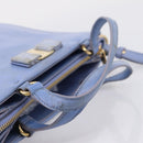 Salvatore Ferragamo Vala Hand Bag Leather 2way Blue Gold Tone Auth 207304-7