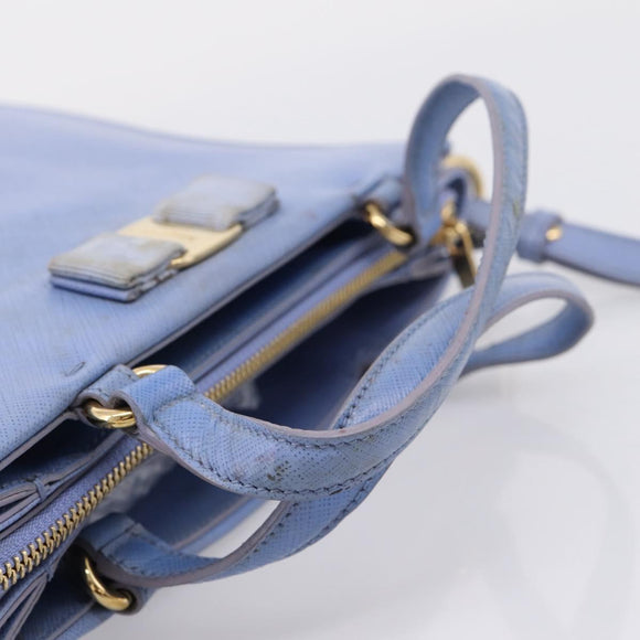 Salvatore Ferragamo Vala Hand Bag Leather 2way Blue Gold Tone Auth 207304