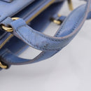 Salvatore Ferragamo Vala Hand Bag Leather 2way Blue Gold Tone Auth 207304-8