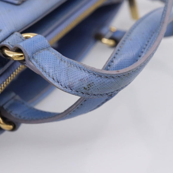 Salvatore Ferragamo Vala Hand Bag Leather 2way Blue Gold Tone Auth 207304