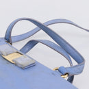 Salvatore Ferragamo Vala Hand Bag Leather 2way Blue Gold Tone Auth 207304-9