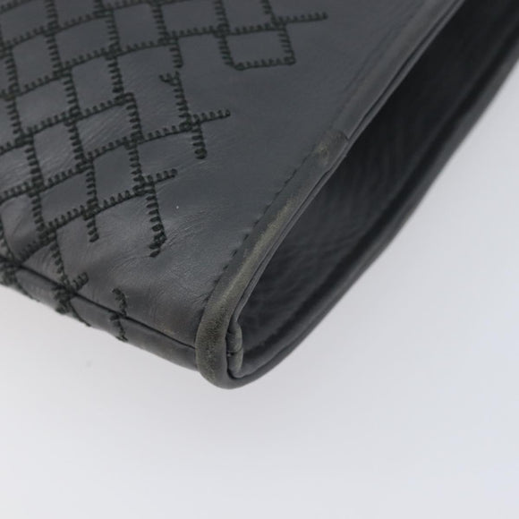 Bottega Veneta INTRECCIATO Clutch Bag Leather Gray Auth 207305V